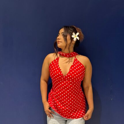 Polka dot backless kurti top
